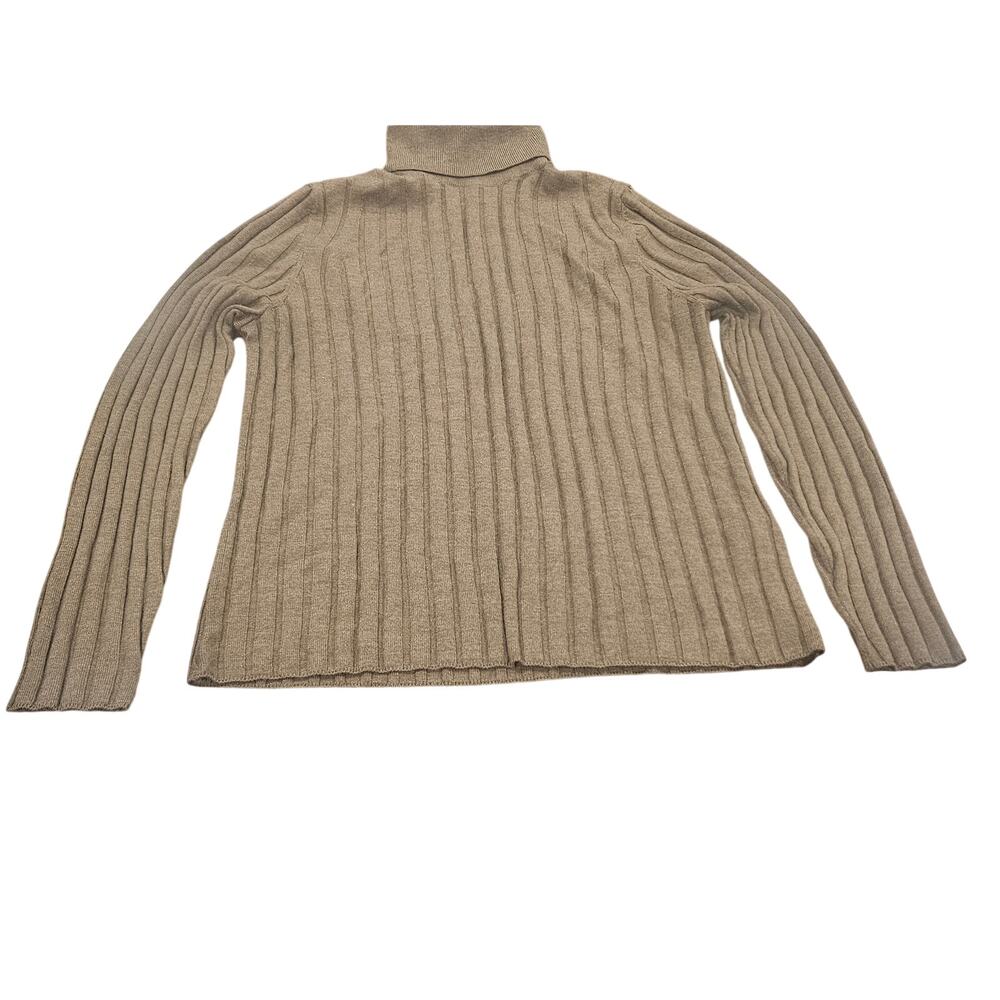 100% Merino Wool Ribbed Turtleneck Brown Banana Republic XL Minimal Luxury